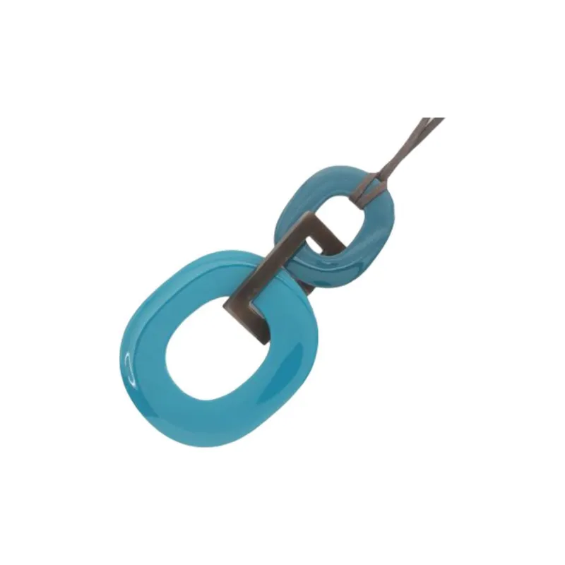 HERMES Buffalo Horn Necklaces Women's Blue-0