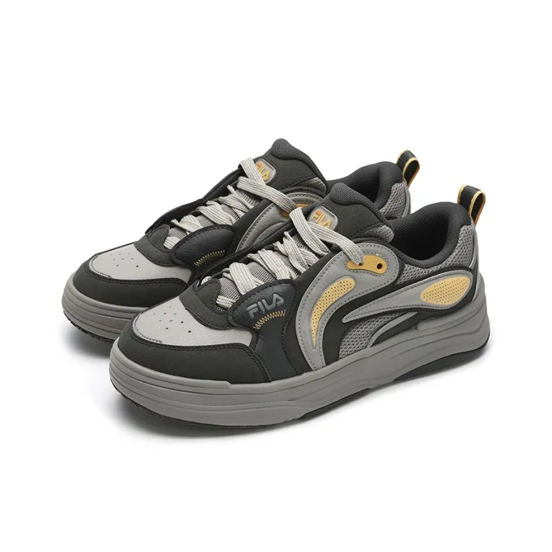 FILA Wear-Resistant Low-Top Skateboard Shoes Men's Gray Yellow-1