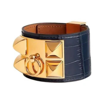 HERMES Metal Gold Plated Bangles Men's Blue