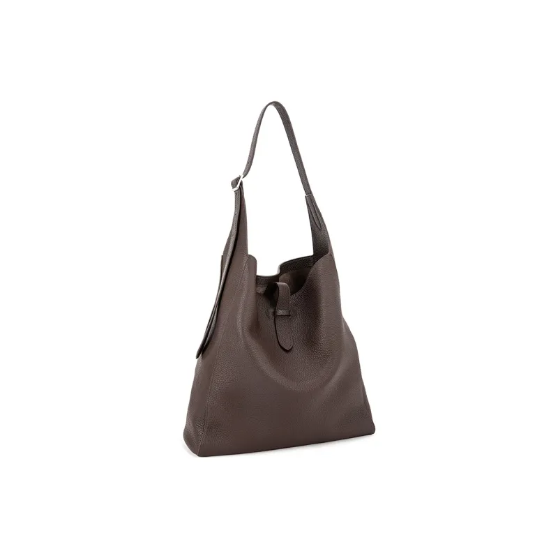 VENOF Top Grain Cow Leather Shoulder Bag Regular Women's Time Black/Elegant Coffee-6