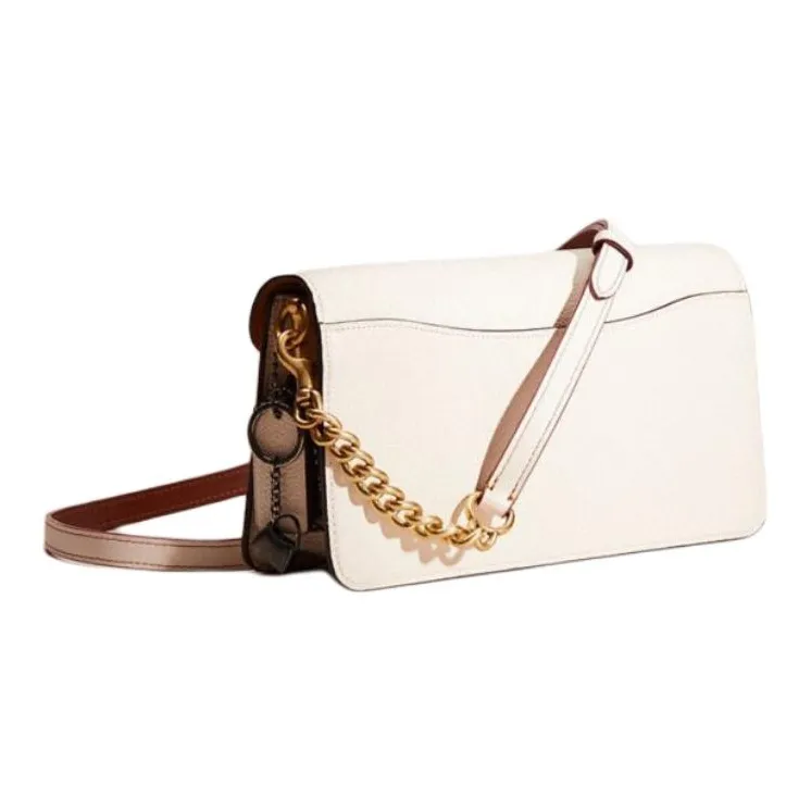 COACH Tabby Litchi Grain Leather Shoulder Bag Crossbody Bag Handbag Medium Size Women's Brass With White Jade Inlay-1