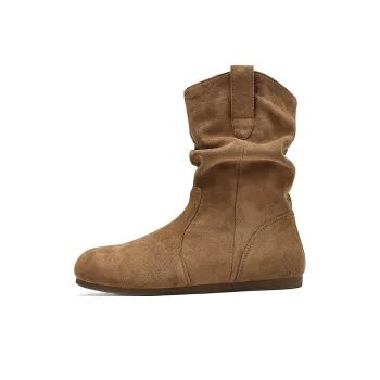 JOSINY Effortless Vintage Inspired Stackable Boots Short Boots Women's Camel