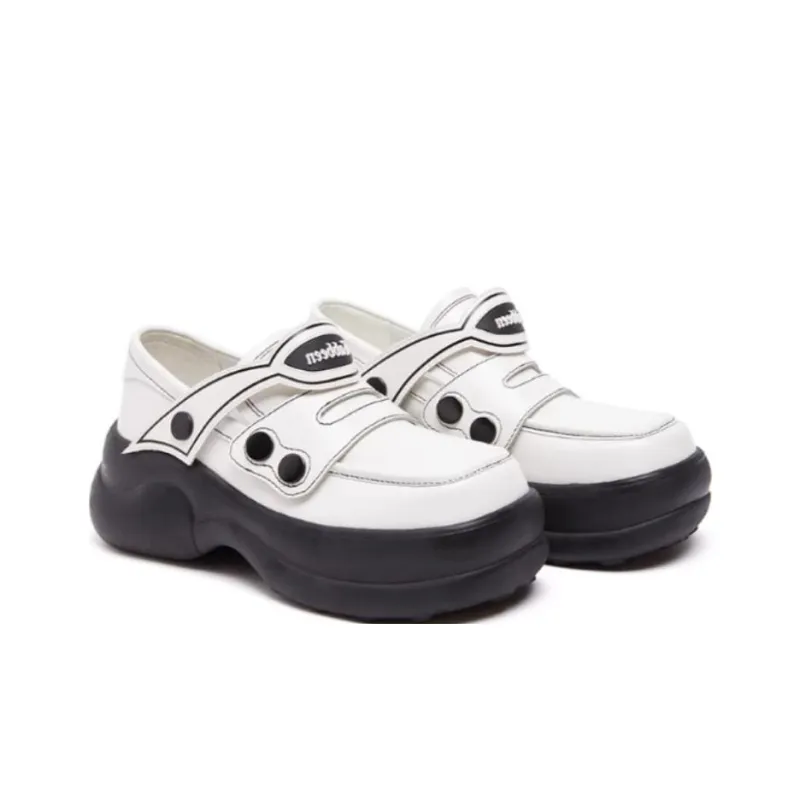 Cabbeen Girlish Wind Loafers Women's Quartz White-5