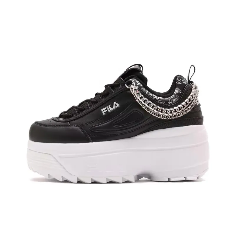 FILA Disruptor 2 Anti-Slip Wear-Resistant Low-Top Casual Shoes Women's Black White-0