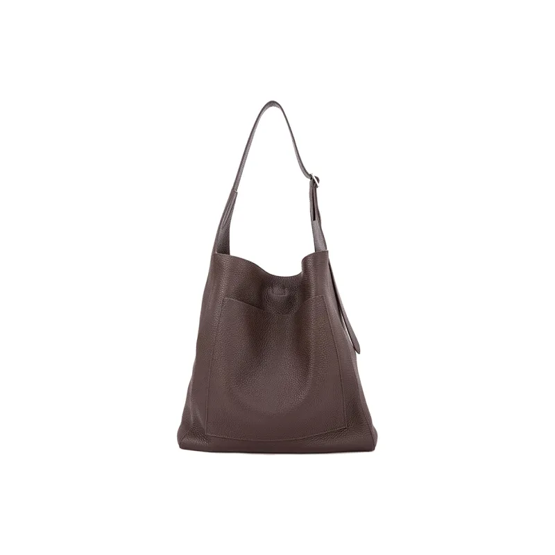 VENOF Top Grain Cow Leather Shoulder Bag Regular Women's Time Black/Elegant Coffee-11