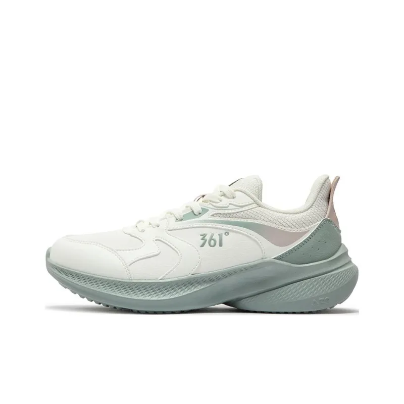 361° Anti Slip And Wear Resistant Coverage Low Top Casual Sprint Running Shoes Women's White Green-0