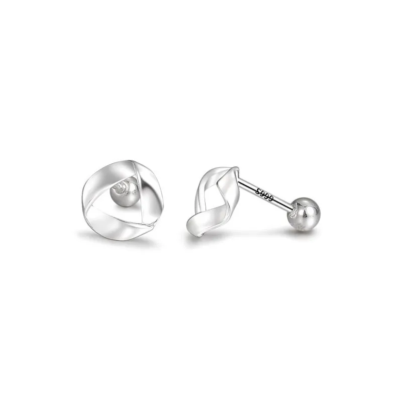 CARAT'S DIARY S999 Fine Silver Stud Earrings Women's-0