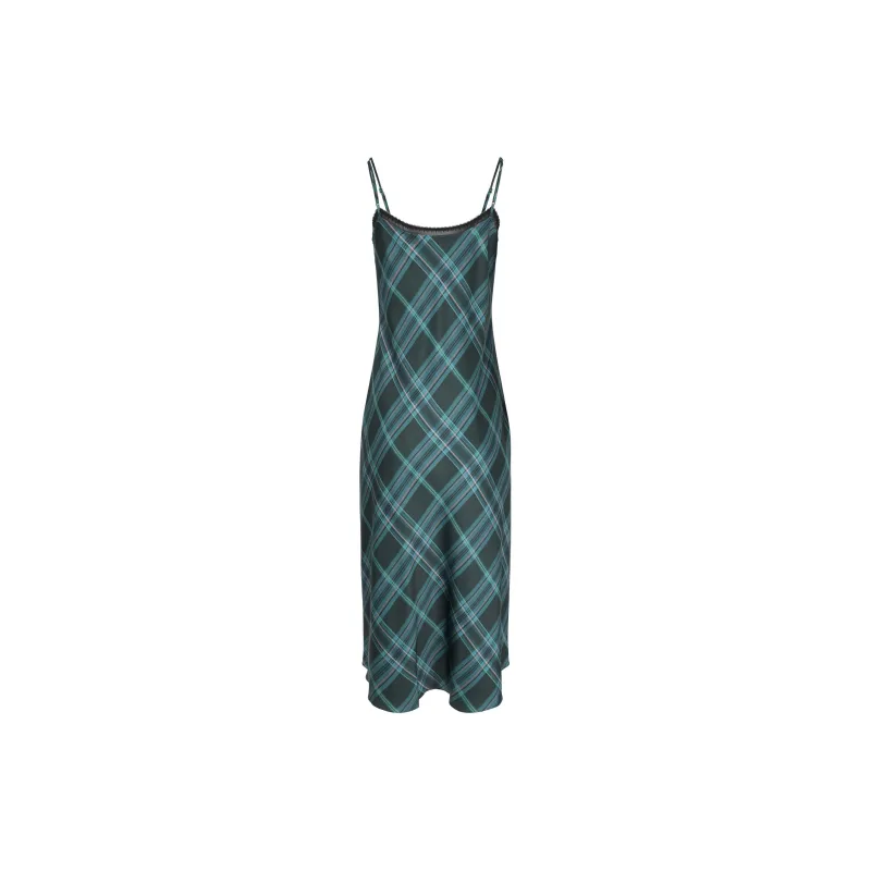 VINCE Plaid Lace trim Midi Dress-1