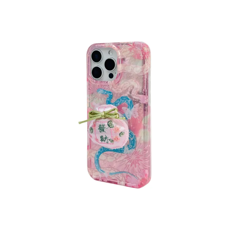 Wei Xin Acrylic Material Snake Year Charm Stand Phone Cases Compatible With IPhone 16/15 Pro Max/Apple 13/14 Pro/Max-2