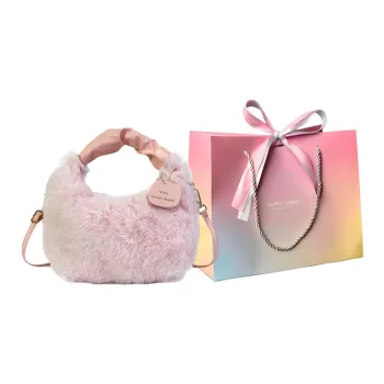 Yalu Plush Handbag Regular Women's Light Pink/Dark Pink/White/Gray/Black/Khaki/Brown