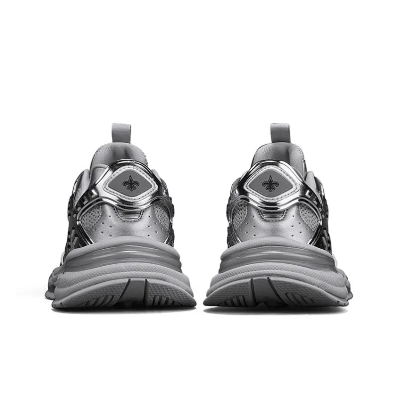 NFL Cushioning, Wear Resistant Low Top Chunky Sneakers Unisex Silver-4