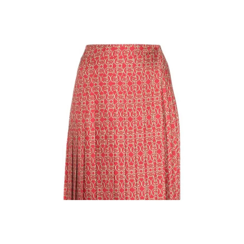 FENDI Casual Long Skirts Women's Red-4