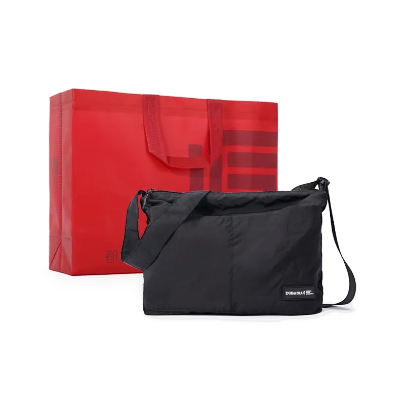 Dubaolu Fabric Shoulder Bag Medium Size Unisex Black/Curry-0