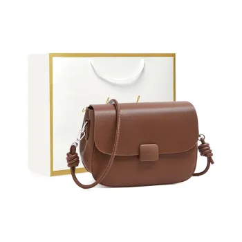 Narandu Cow Leather Patchwork Synthetic Leather Crossbody Bag Tofu Bag Small Size Women's Brown