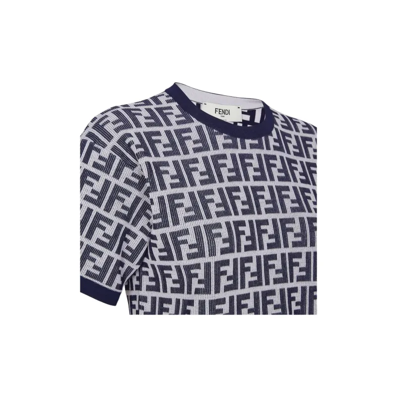 FENDI Navy Blue Cotton Jumper Sweater Women's Marine Blue-4