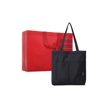 Dubaolu Diamond Pattern Dark Texture Fabric Shoulder Bag Tote Large Size Unisex Black/Apricot