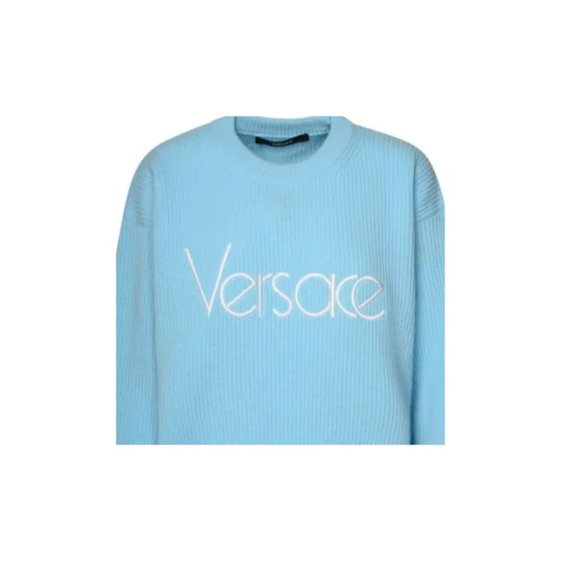VERSACE Logo Embroidered Knitted Jumper-3