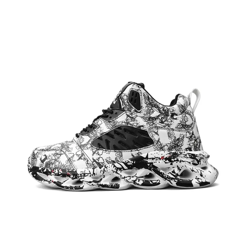 PNKE Anti-Slip And Wear-Resistant Lightweight Height Increasing Mid-Top Chunky Sneakers Men's-4