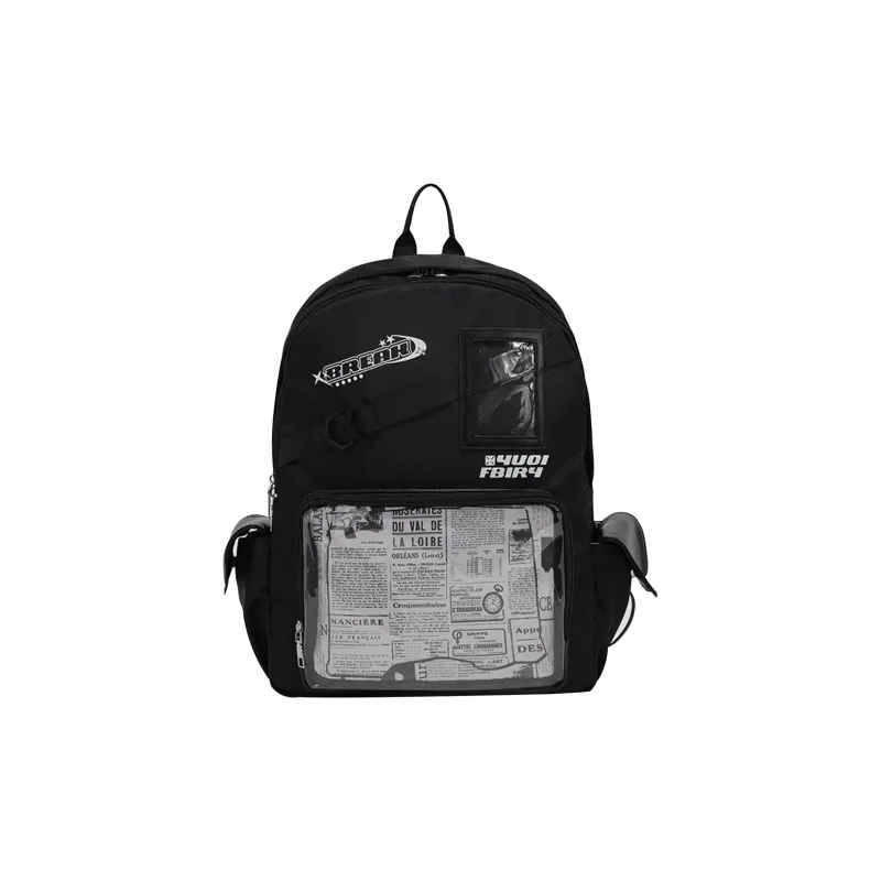 TAKI Nylon Baby Bag Badge Small Card Multi Pocket Anime Middle School Style With Zipper Regular Unisex Multicolor-0