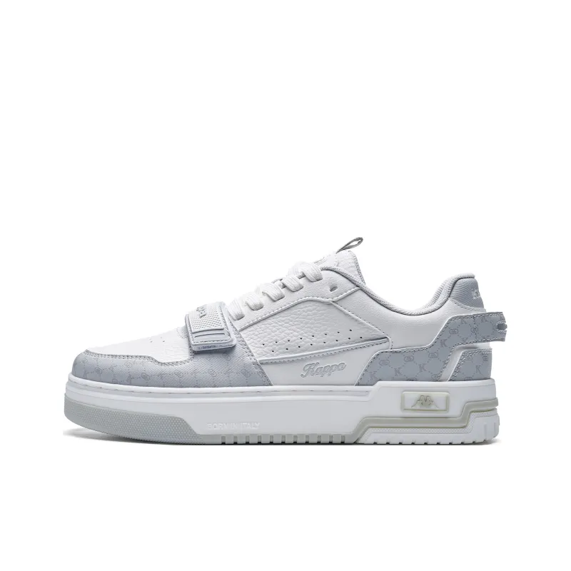 Kappa Anti Slip Wear Resistant Low Top Skateboard Shoes Unisex Classic White Shell Gray-0
