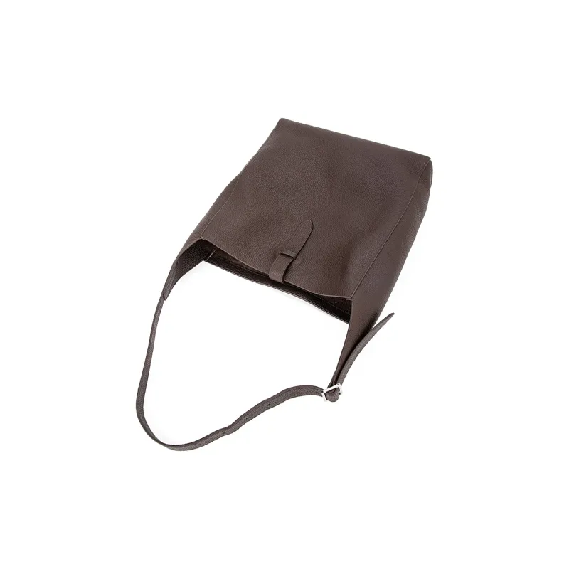 VENOF Top Grain Cow Leather Shoulder Bag Regular Women's Time Black/Elegant Coffee-8