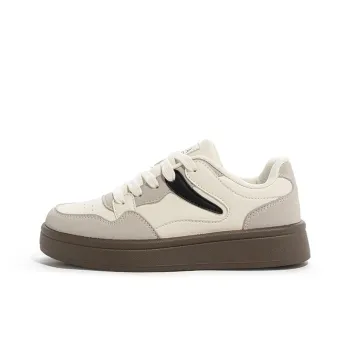 Babaya Slip Resistant Lightweight Breathable Low Top Skateboard Shoes Women's Beige Gray