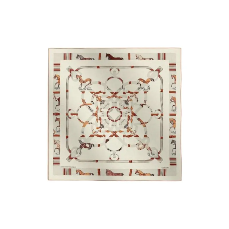 HERMES Cashmere Silk Scarves Women's Beige-0