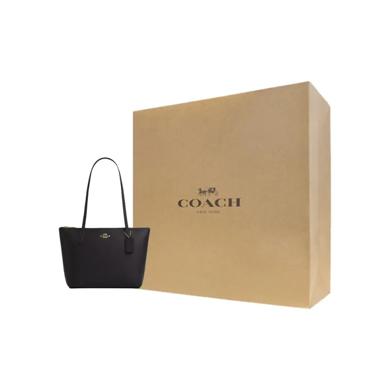 COACH Recycled Leather Handbag Shoulder Bag Medium Size Women's Black-5