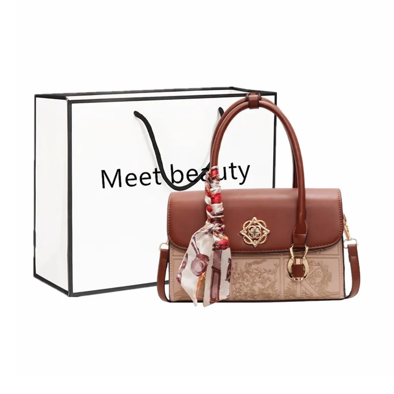 Fitchell PU Handbag Regular Women's Red/Brown-6