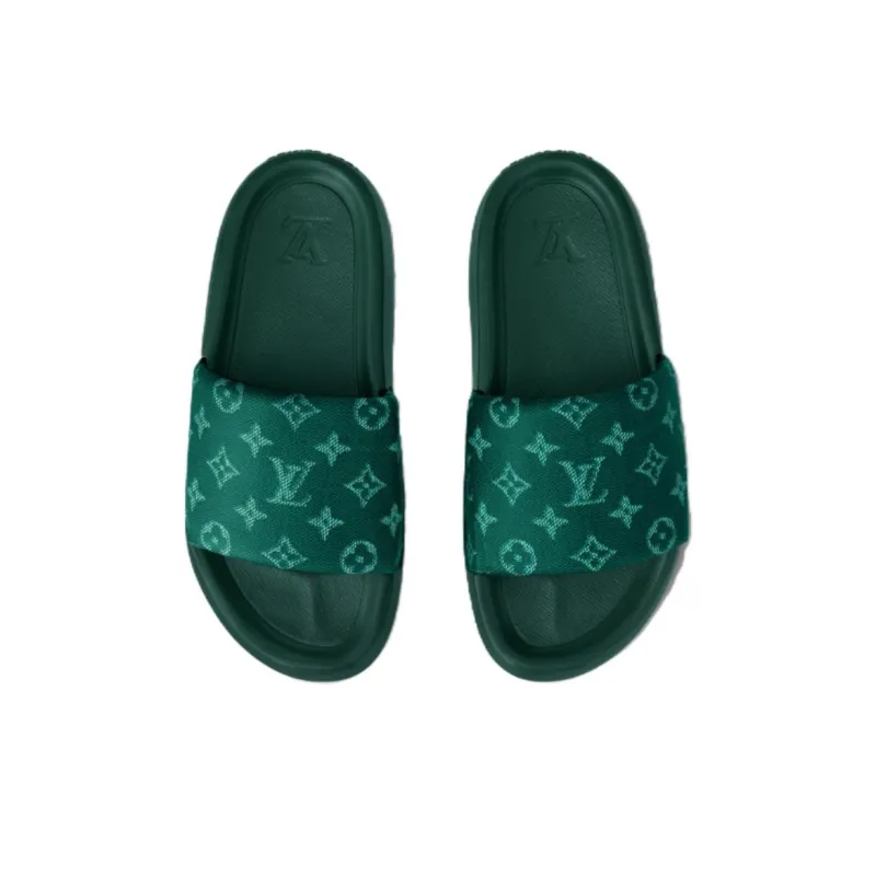 LOUIS VUITTON Waterfront Slide Slippers Men's Green-3