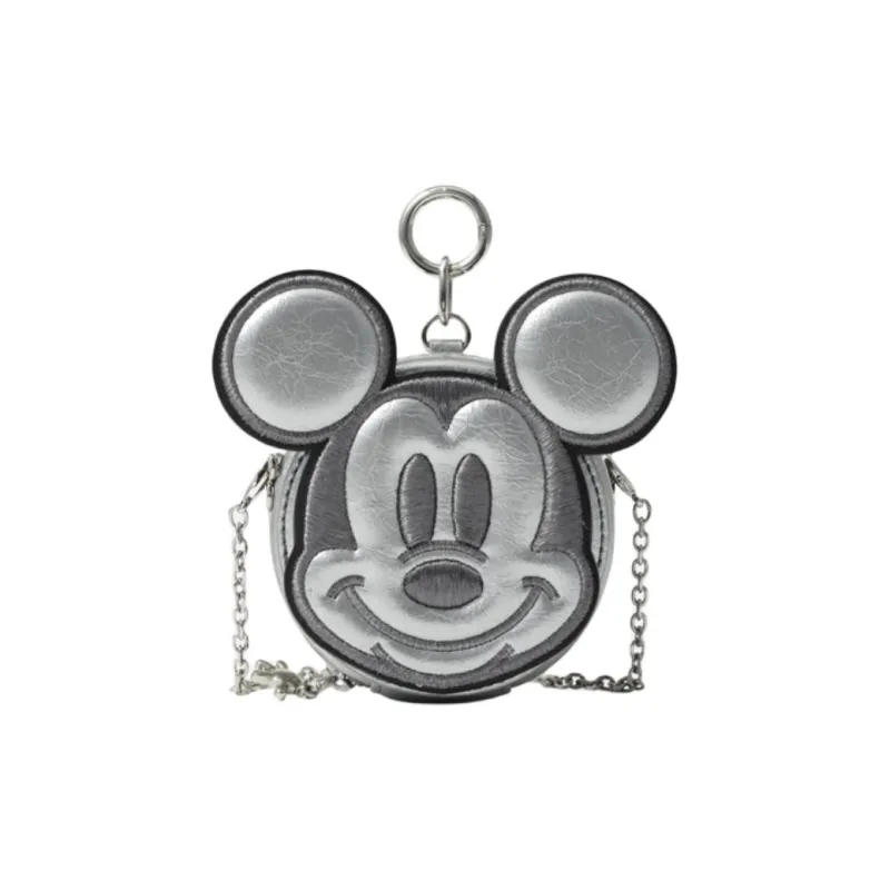 FION MICKEY MOUSE Coated Canvas Headphone Case Coin Purse Regular Unisex Antique Silver-2