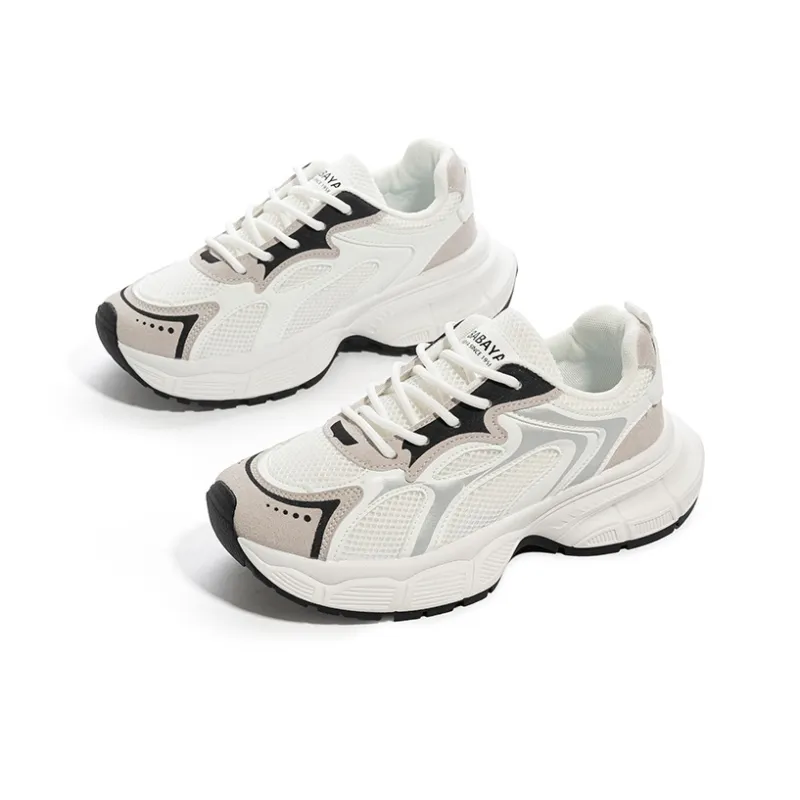 BABAYA KIDS Anti Slip And Wear Resistant Lightweight Low Top Chunky Sneakers Women's Gray-2