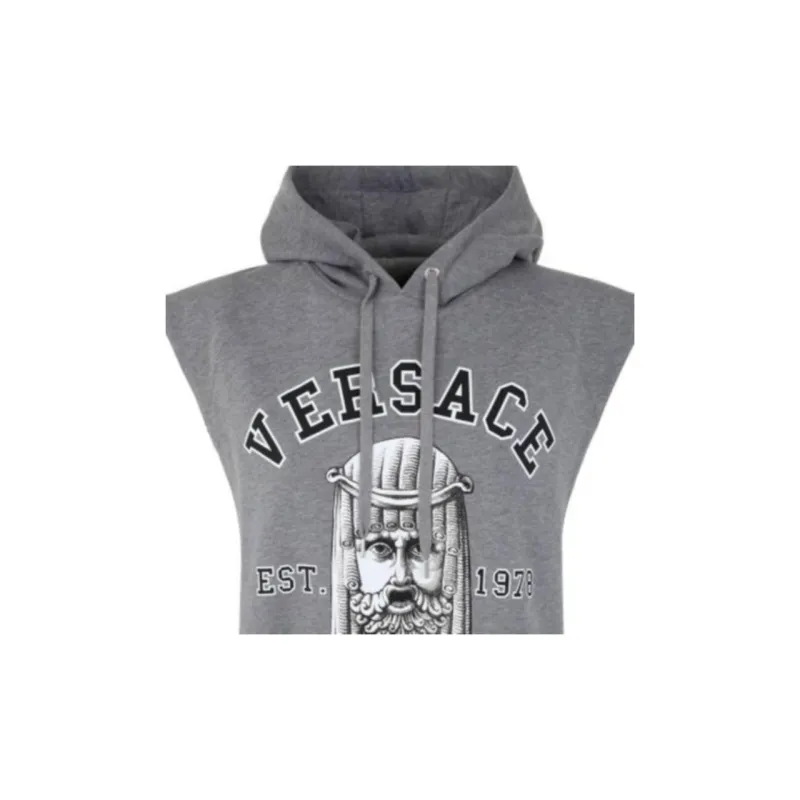 VERSACE Logo Printed Sleeveless Hooded Vest-4