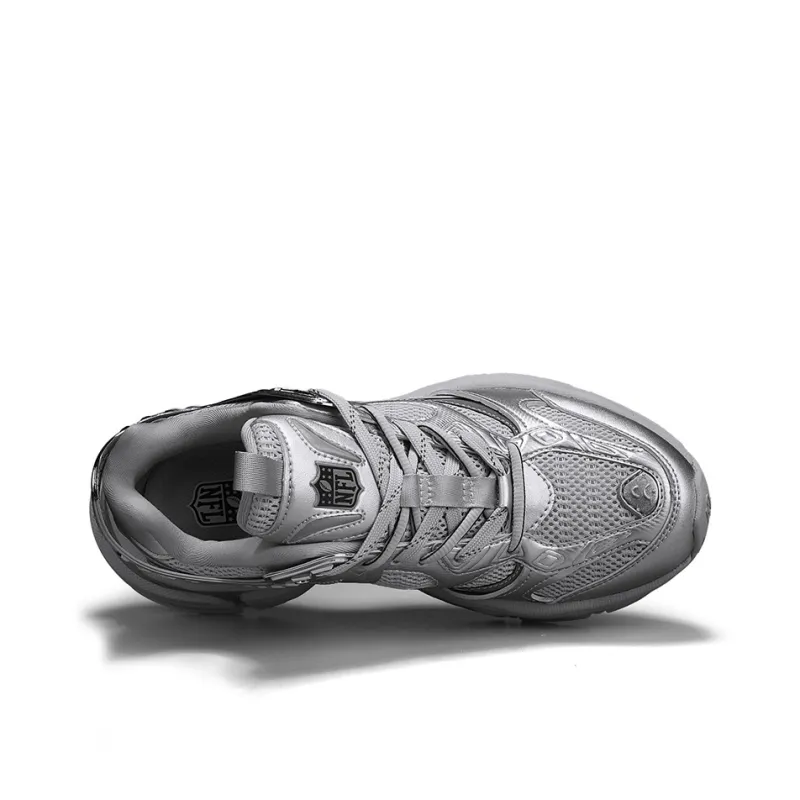 NFL Cushioning, Wear Resistant Low Top Chunky Sneakers Unisex Silver-3