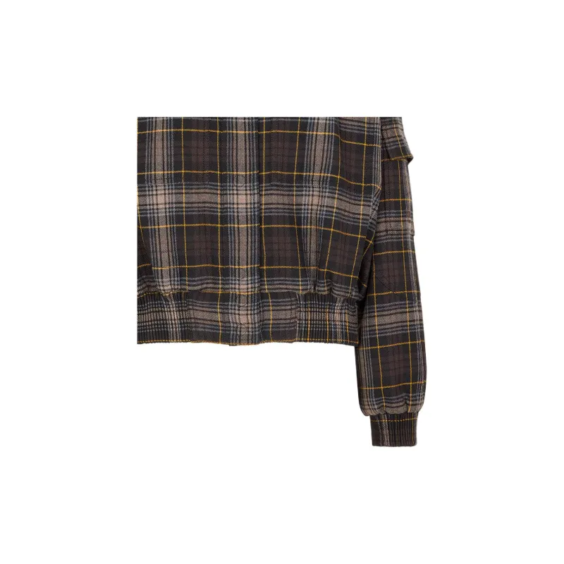 FENDI Checked Cropped Bomber Jacket-4