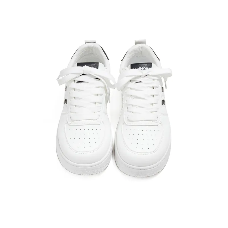 HUANQIU Non slip Lightweight Low Top Skateboard Shoes Women's White Black-1