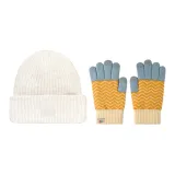 Beige Hats & Caps+Blue Gloves