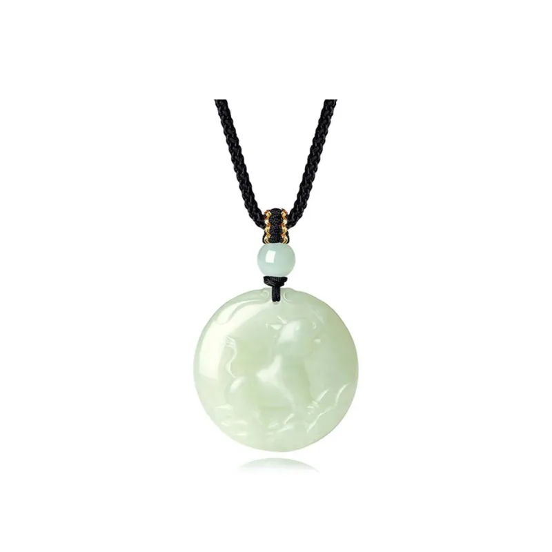 QIANCHANG Hetian Jade Necklaces Pale Greenish White Jade Women's-6