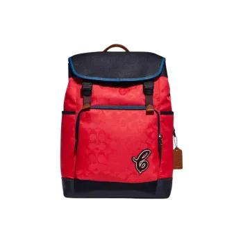 COACH League Recycled Jacquard Backpack Large Size Men's Red
