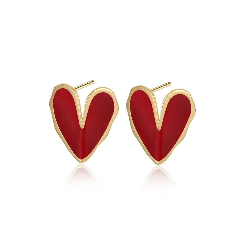 MINTLEAF S925 Silver Stud Earrings Women's Red-0
