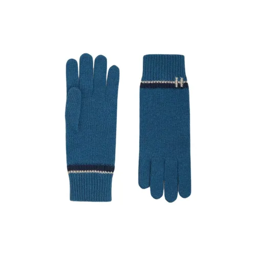 HERMES Cashmere Knit Gloves Men's Blue