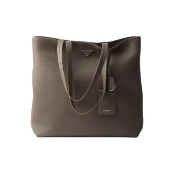 PRADA Calfskin Tote Bag Shopping Bag Shoulder Bags Women's Gray Brown