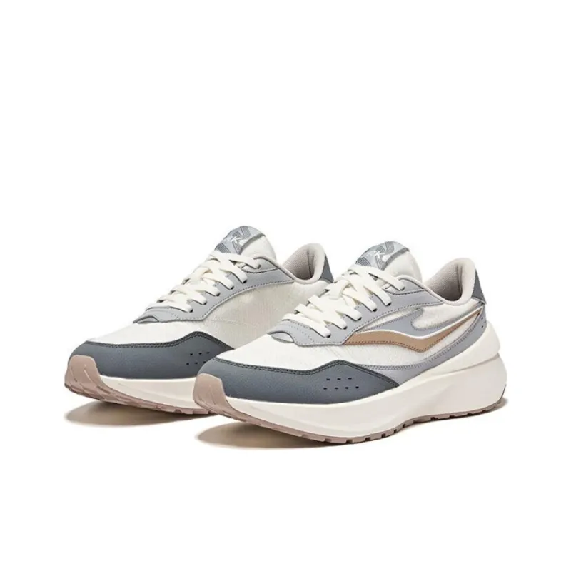 Erke Cushioning Anti-Slip And Wear-Resistant Low-Top Casual Shoes Men's White Gray-2