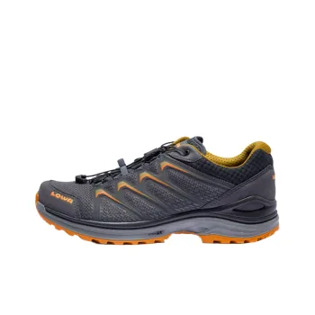 Lowa Maddo Slip Resistant And Abrasion Resistant Coverage Low Top Hiking Shoes Men's Black Gray Orange