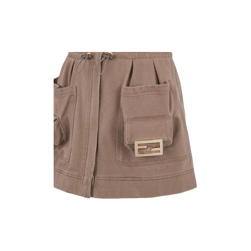 FENDI FW22 Casual Short Skirts Women's Brown-2
