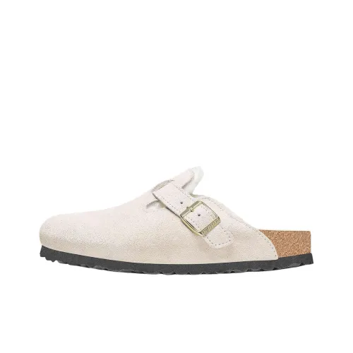 Birkenstock Boston Shearling EVA Abrasion Resistant Wrap toe Slippers Women's White Narrow Fit