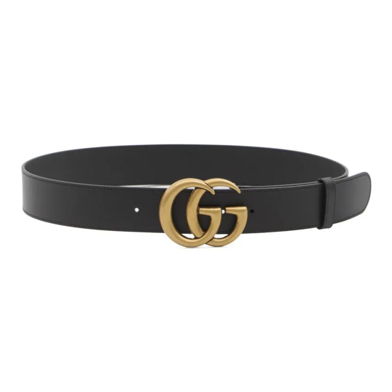 GUCCI Leather Belts Women's Black Width  4CM-0