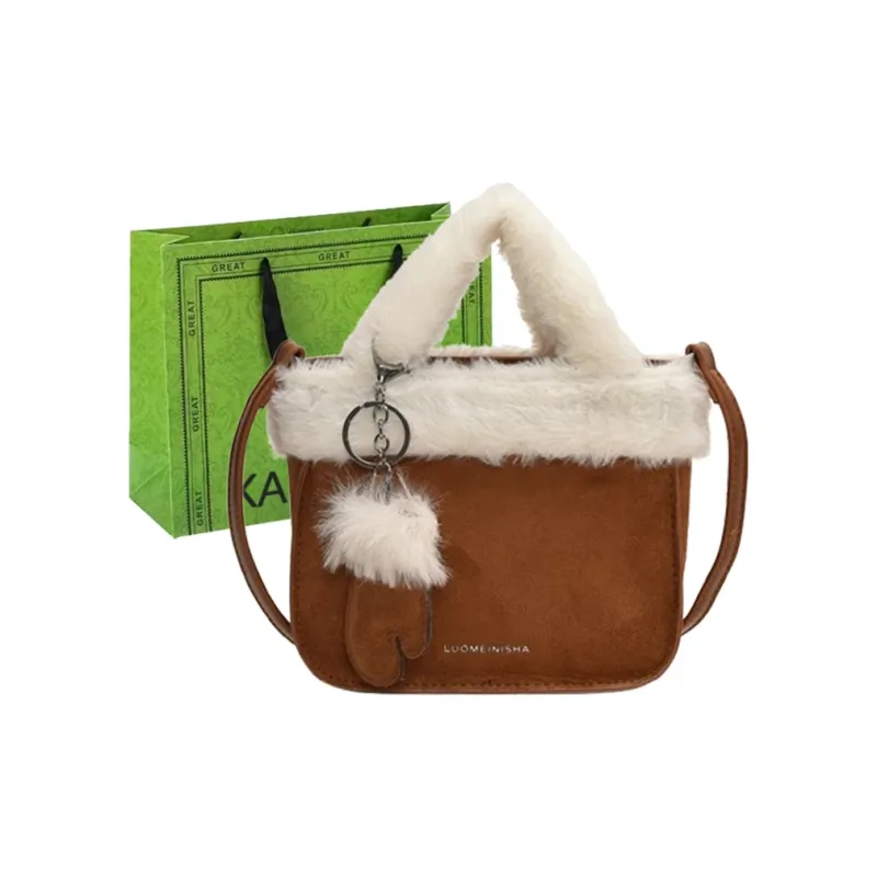 KARUISHA Suede Handbag Regular Women's Pink/Brown-8