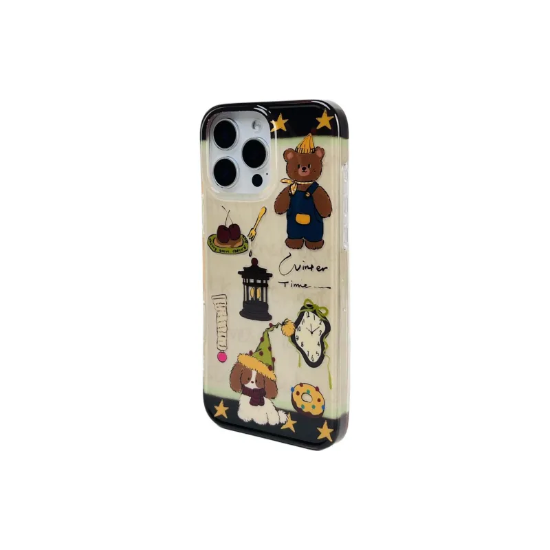 Sopi Acrylic Material Bear Puppy Bracelet Phone Cases Compatible With IPhone 16/15 Pro Max/Apple 13/14 Pro/Max-4