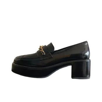 CHANEL Chunky Heel High Heels 5.5cm Women's Black